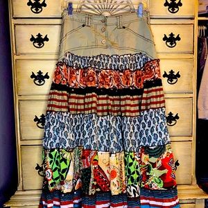 Boston Proper Vintage Style Patchwork Quilt Skirt